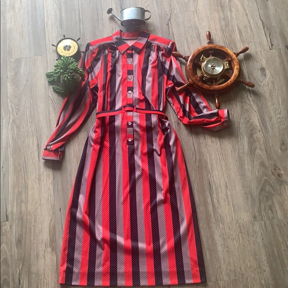 Striped Polka Dot Vintage Handmade Dress